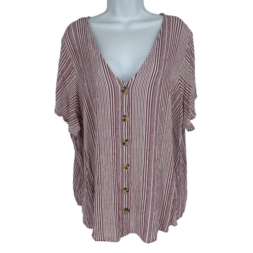 Torrid Rayon Crepe Button Front Short Sleeve Blouse Size 3X